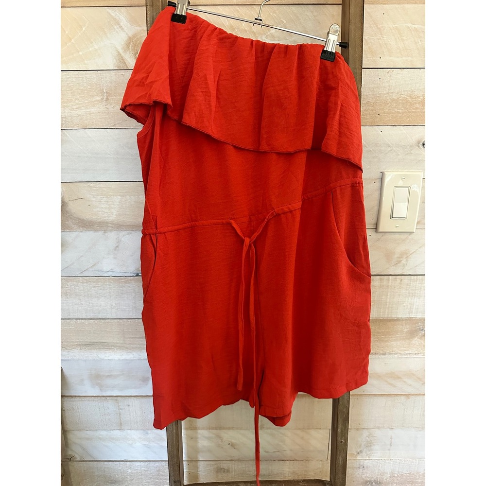 Cupshe Red One Shoulder Ruffle Romper Size S CAA13E4C030EK
